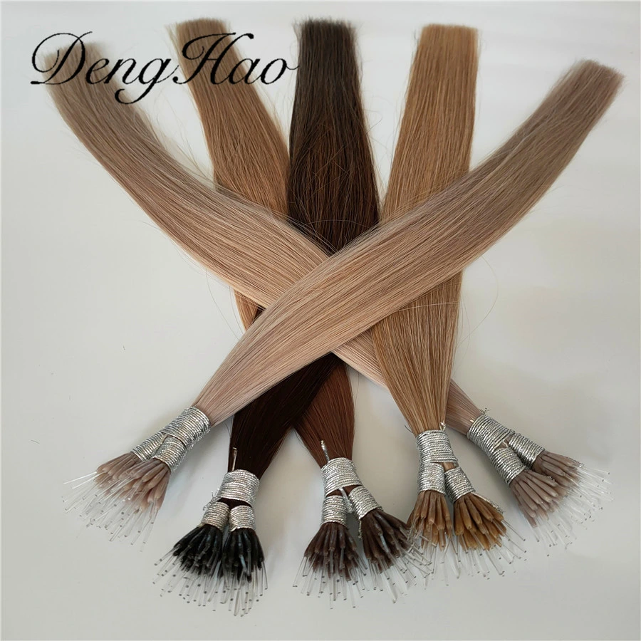 Factory 10A Grade 100% Human Remy Hair Double Drown Nano Tip Hair Extensions